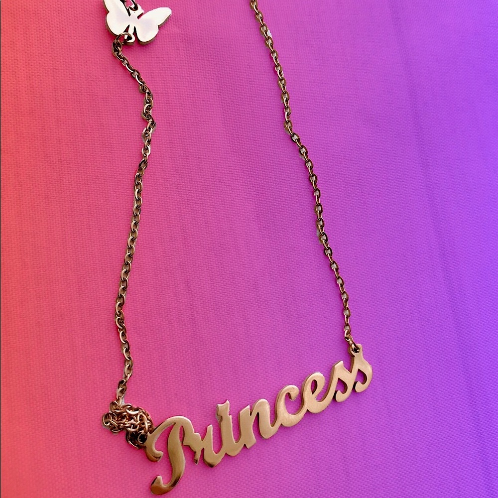 Rose Gold Titanium Stainless Steel Princess Necklace Custom Handcrafted - Picture 6 of 11